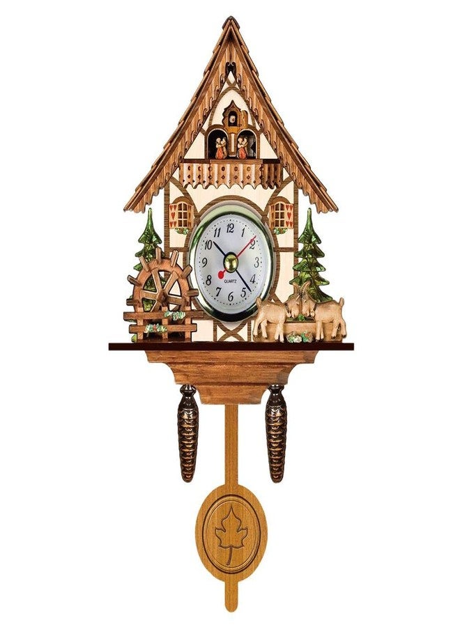 Gazaar Cuckoo Clock Antique Wooden Cuckoo Birdhouse Wall Clock Home Decor Hanging Cuckoo Clock Auto Swing Pendulum Home Decor, Antique Wooden Pendulum Quartz Wall Clock (CM005) - Image 1